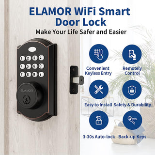 ELAMOR M19 WiFi Smart Lock Keyless Entry Door Lock