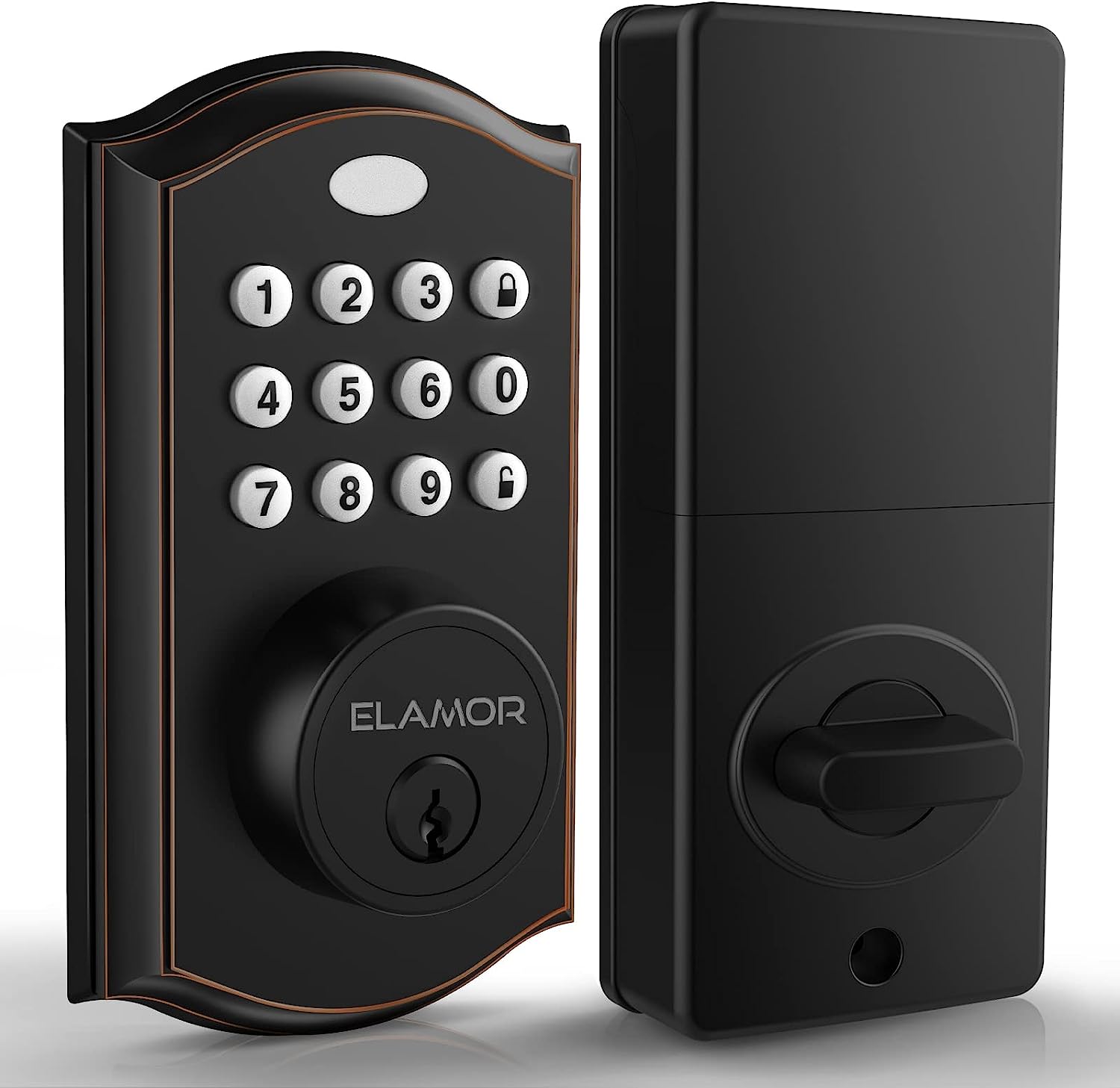 Keyless Entry Door Lock with Handle, UYF Electronic Keypad Deadbolt Lock  with Levers, Front Door Lock Set, Auto Lock, Smart Digital Touchscreen with  Fobs Code Key, Easy Installation 