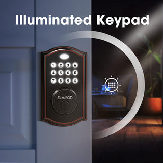 Keyless Entry Door Lock with Handle, UYF Electronic Keypad Deadbolt Lock  with Levers, Front Door Lock Set, Auto Lock, Smart Digital Touchscreen with  Fobs Code Key, Easy Installation 